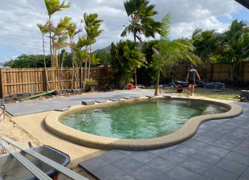 Pool Surrounds During Renovation — Trinity Landscape in Cairns, QLD