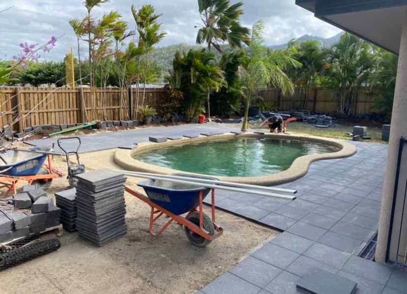 Concrete Pavers During Installation — Trinity Landscape in Cairns, QLD