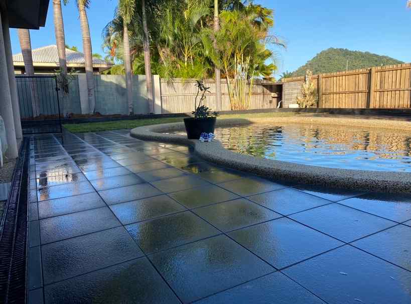 Finished Pavers Installed Around Pool — Trinity Landscape in Cairns, QLD