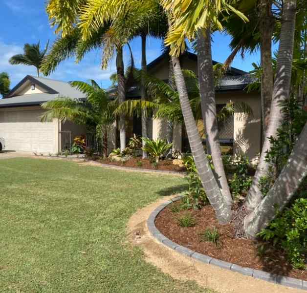 Front Yard with Manicured Garden Beds — Trinity Landscape in Cairns, QLD
