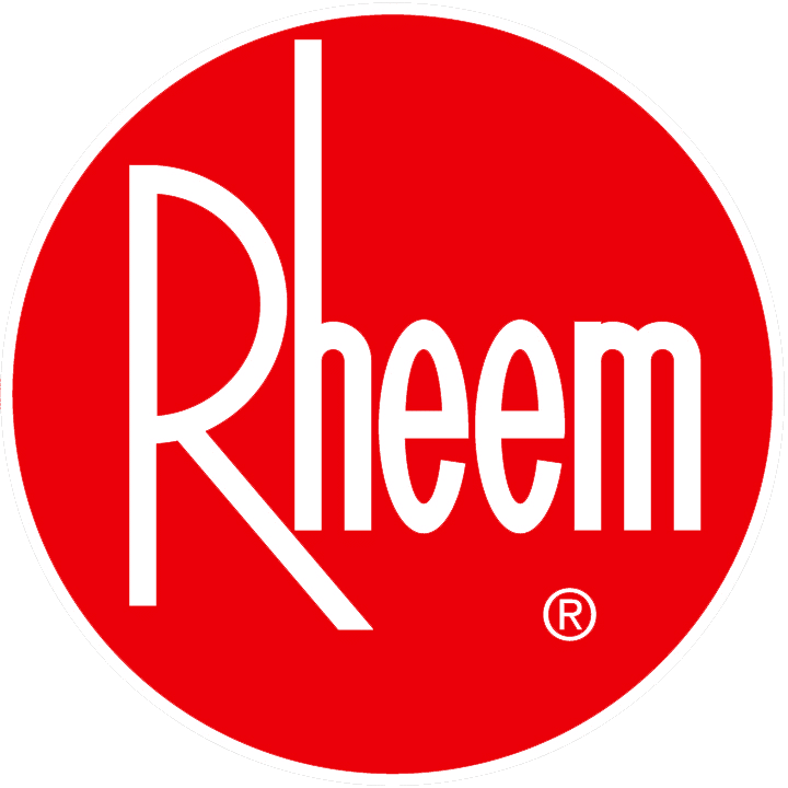 Rheem logo in a red circle, white