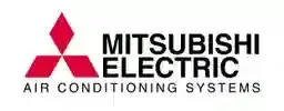 Mitsubishi Electric Air Conditioning Systems logo. Red diamond logo with text.