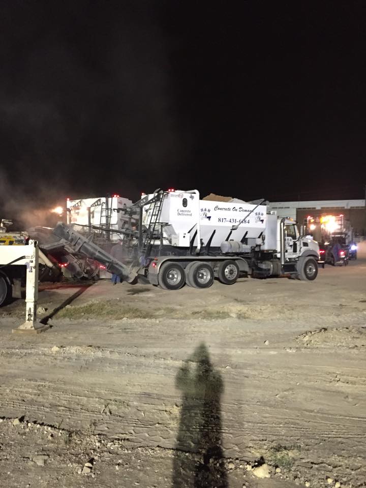 Concrete Mixer Trucks At Night — Fort Worth, TX — H & H Concrete On Demand
