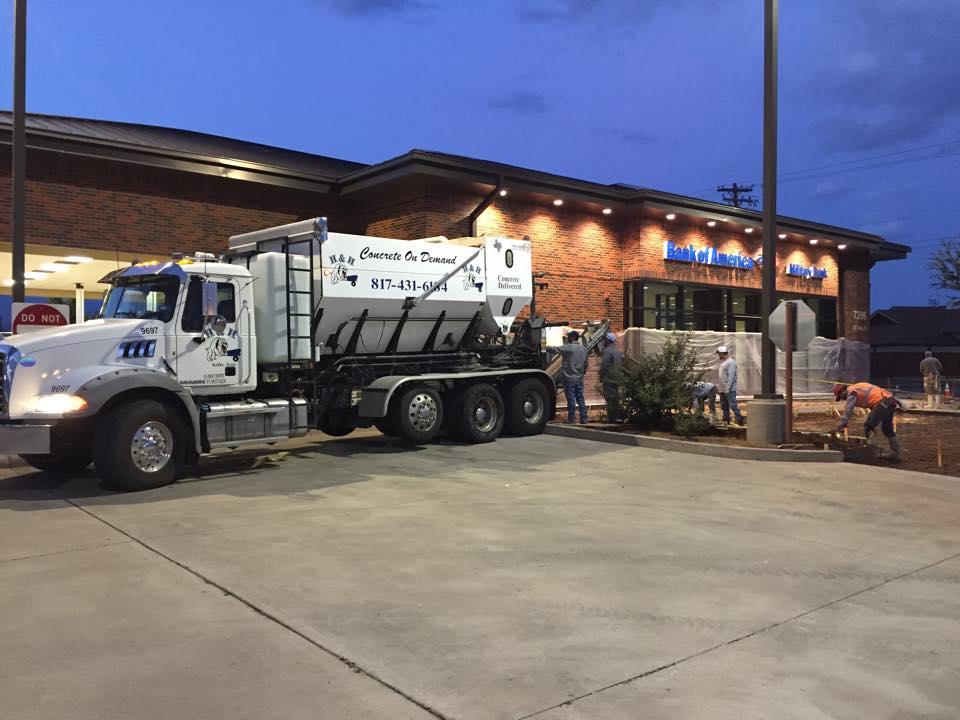 Concrete Mixer Truck And Workers — Fort Worth, TX — H & H Concrete On Demand