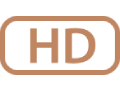Brown “HD” letters inside a rounded rectangle outline on a white background