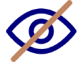 Blue eye icon with a tan diagonal slash indicating hidden or off vision