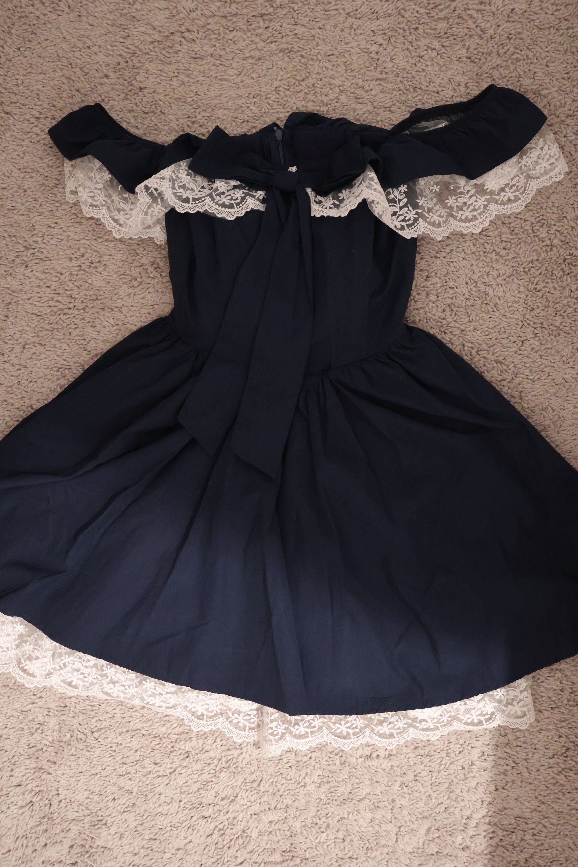 Swan Navy Lace Off-Shoulder Corset Dress