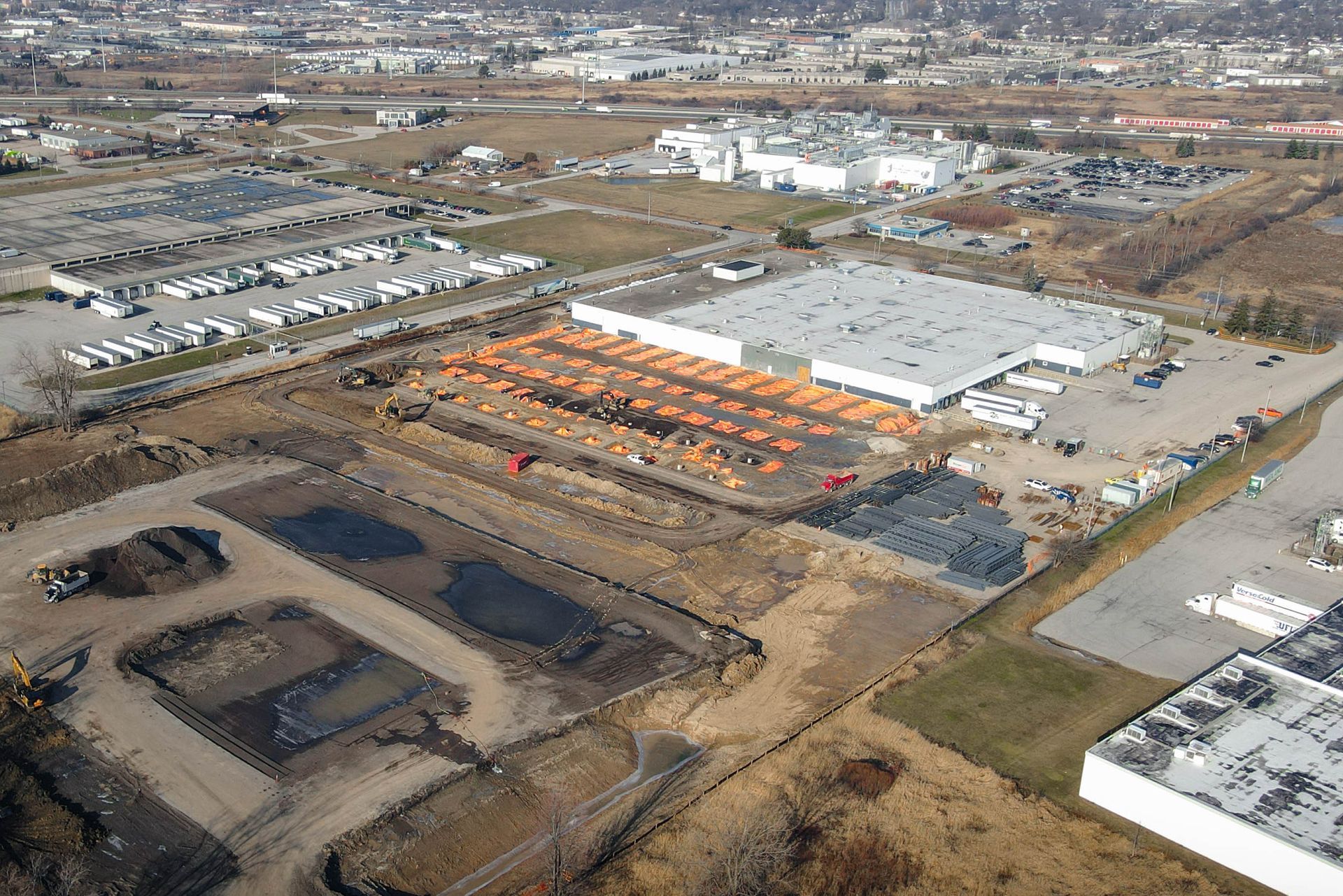 an aerial view of a large industrial area of wilton Grove construction services