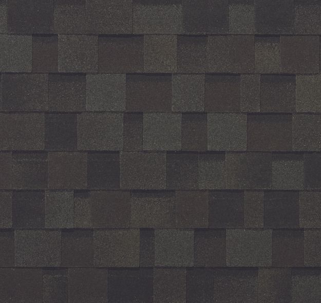 A close up of a black roof shingle.