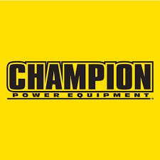 The champion power equipment logo is on a yellow background.