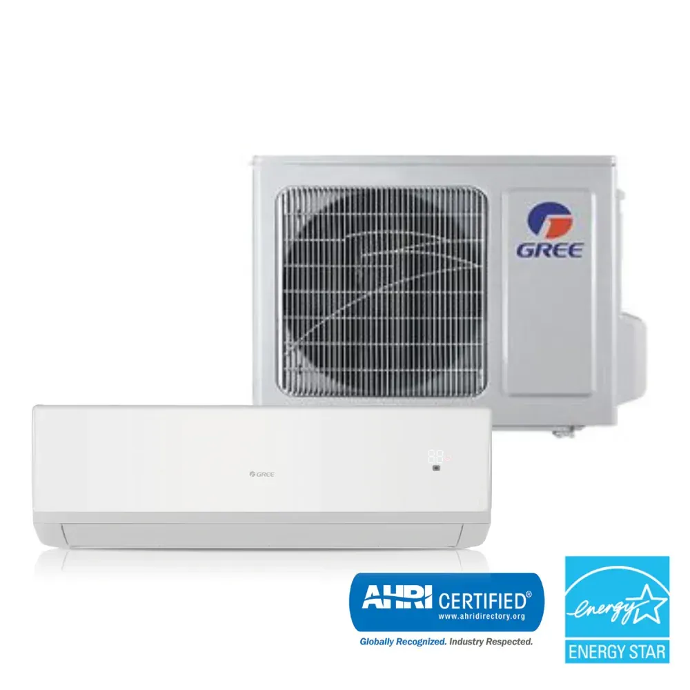 Climatiseur mini-split White Gree avec unités intérieures et extérieures, certifié Energy Star.