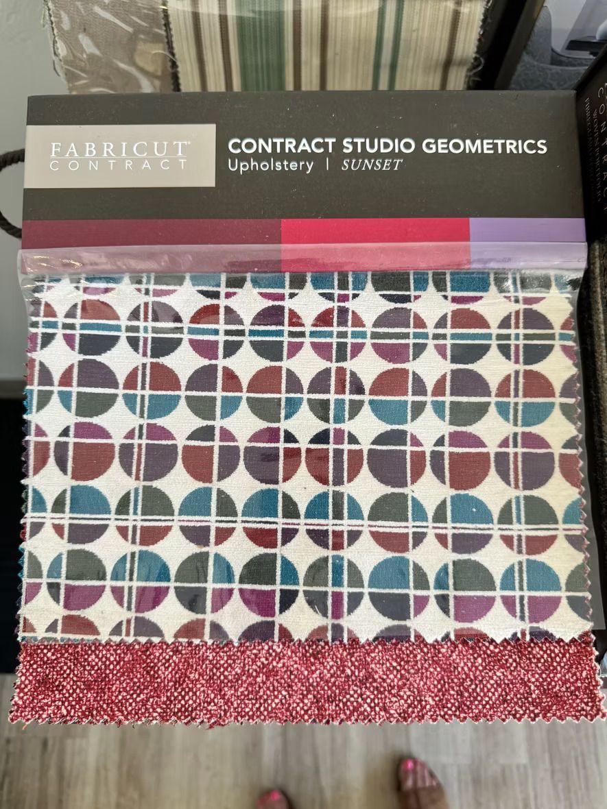 A fabric swatch with a geometric pattern on it