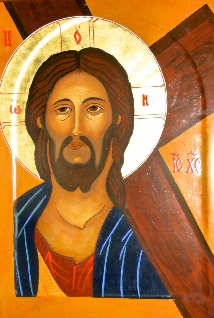 Jesus takes up his cross.