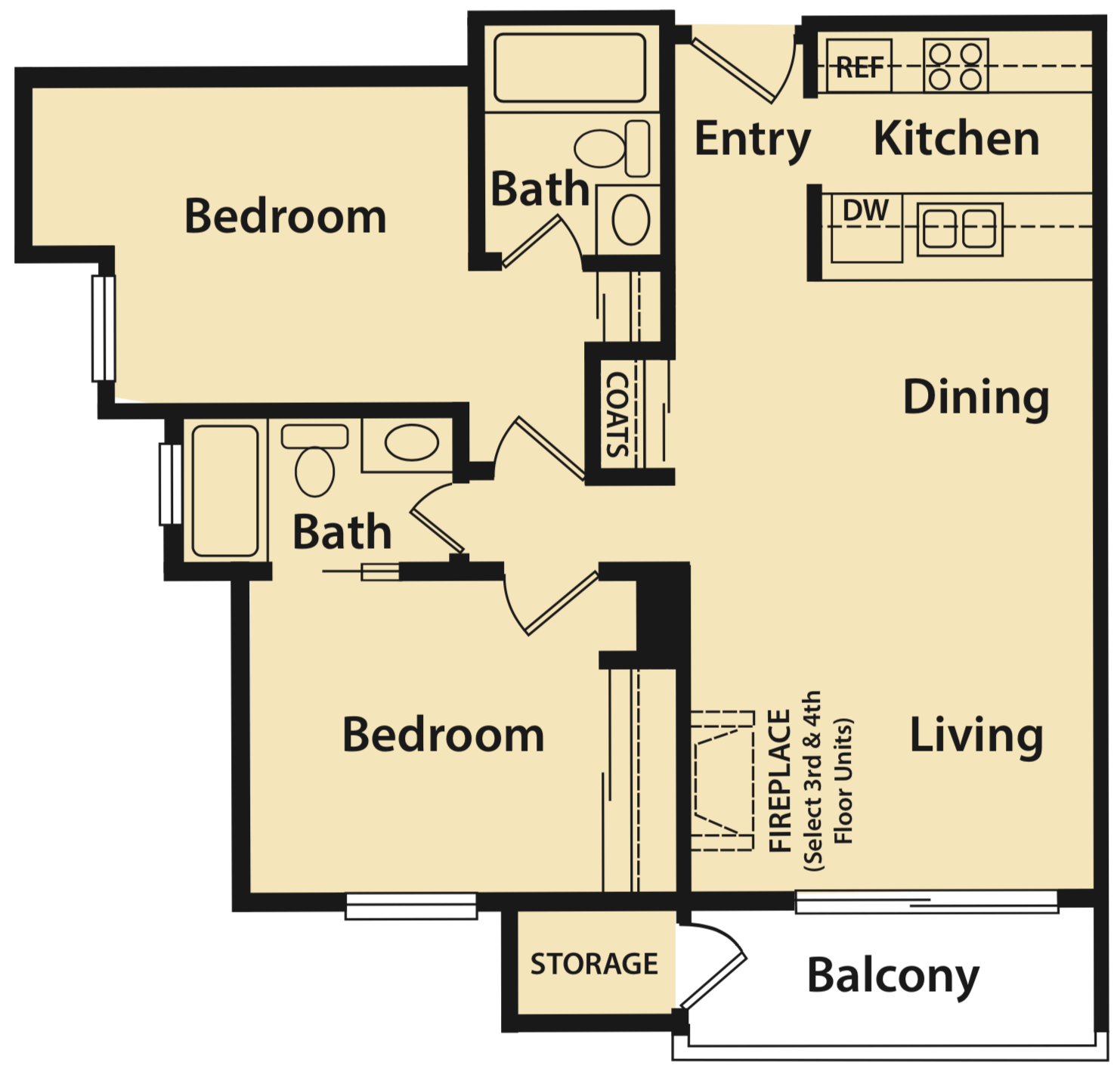 Floor Plans One and Two Bedrooms Reflections, Fresno