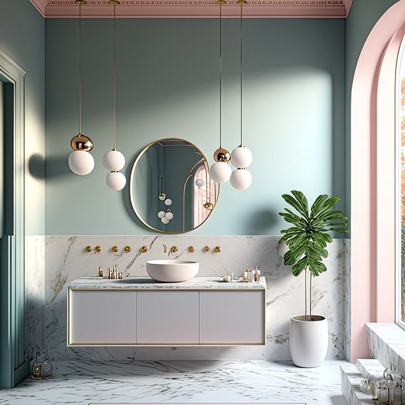 A Bathroom with A Sink, Mirror, and Plant — Taree Paint Centre in Taree, NSW