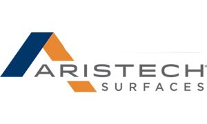 The logo for aristotech surfaces is blue and orange