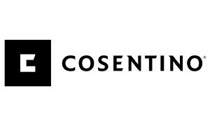 A black and white logo for cosentino on a white background