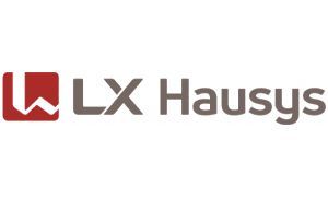 The logo for wlx hausys is a red and white logo on a white background