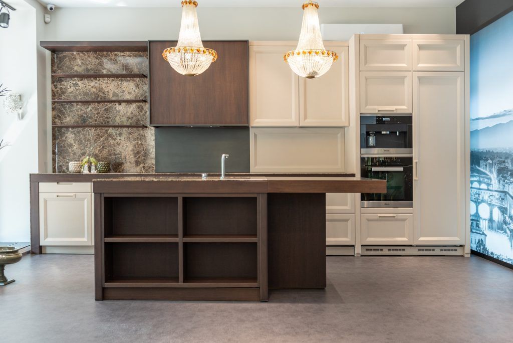 White Mixed With Dark Wood Cabinets