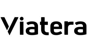 A black and white logo for viatera on a white background