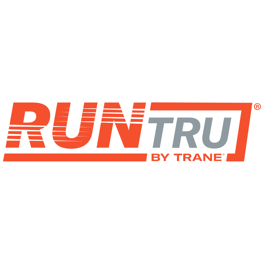 A run tru by trane logo on a white background