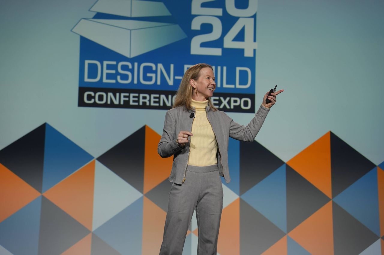 April Rinne is giving a presentation at the design build conference