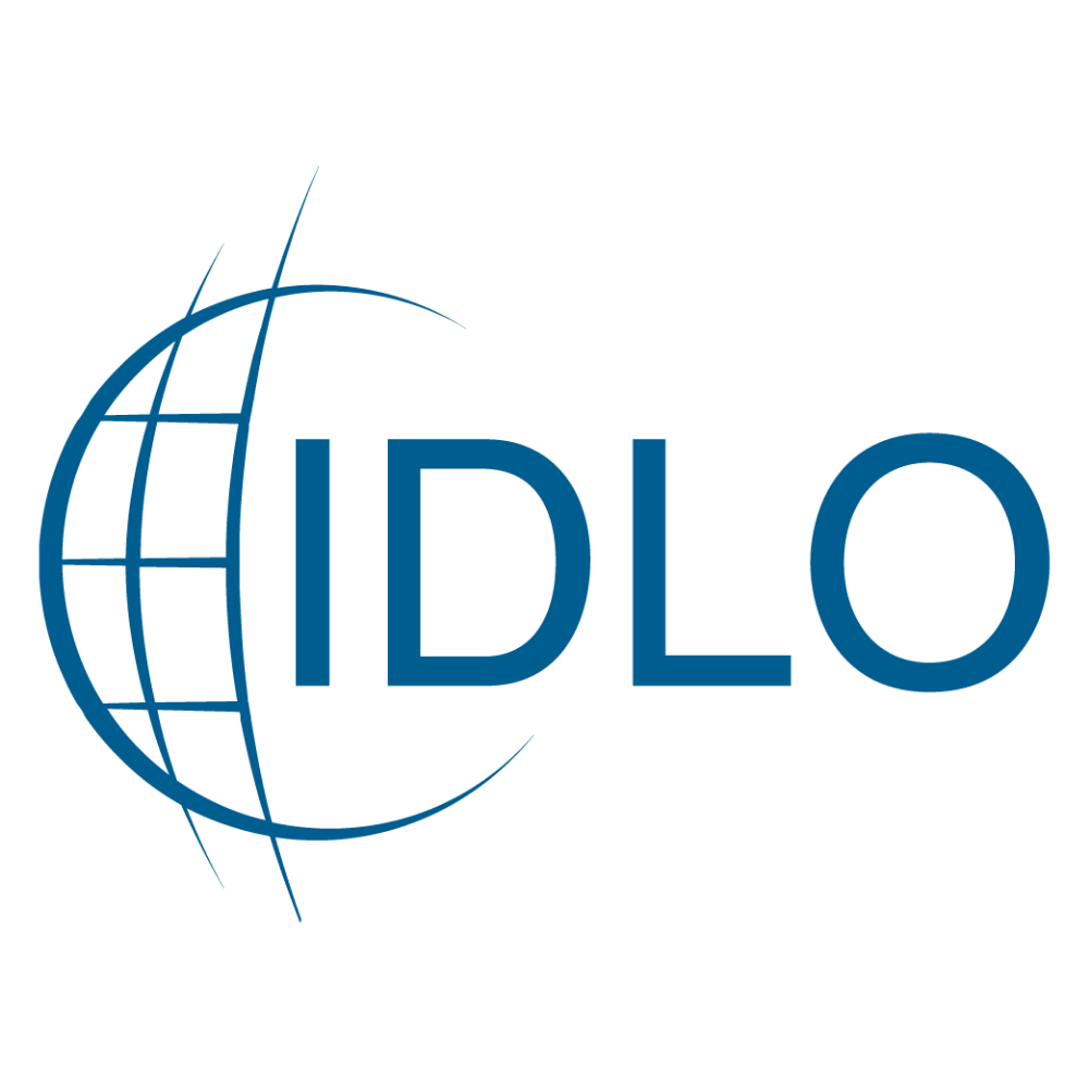 The idlo logo has a globe in the middle of it.