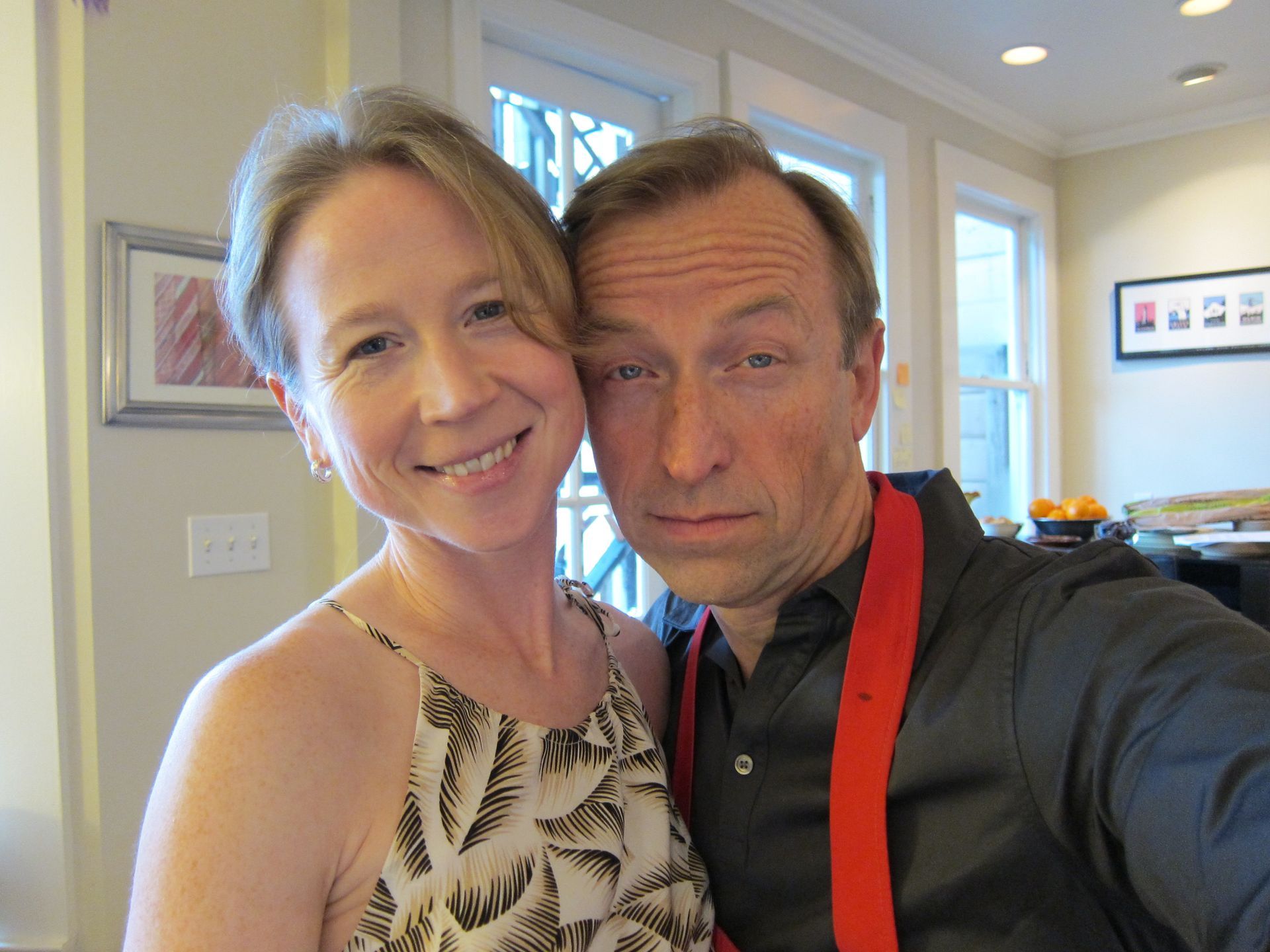 Jerry Michalski and April Rinne are posing for a picture together