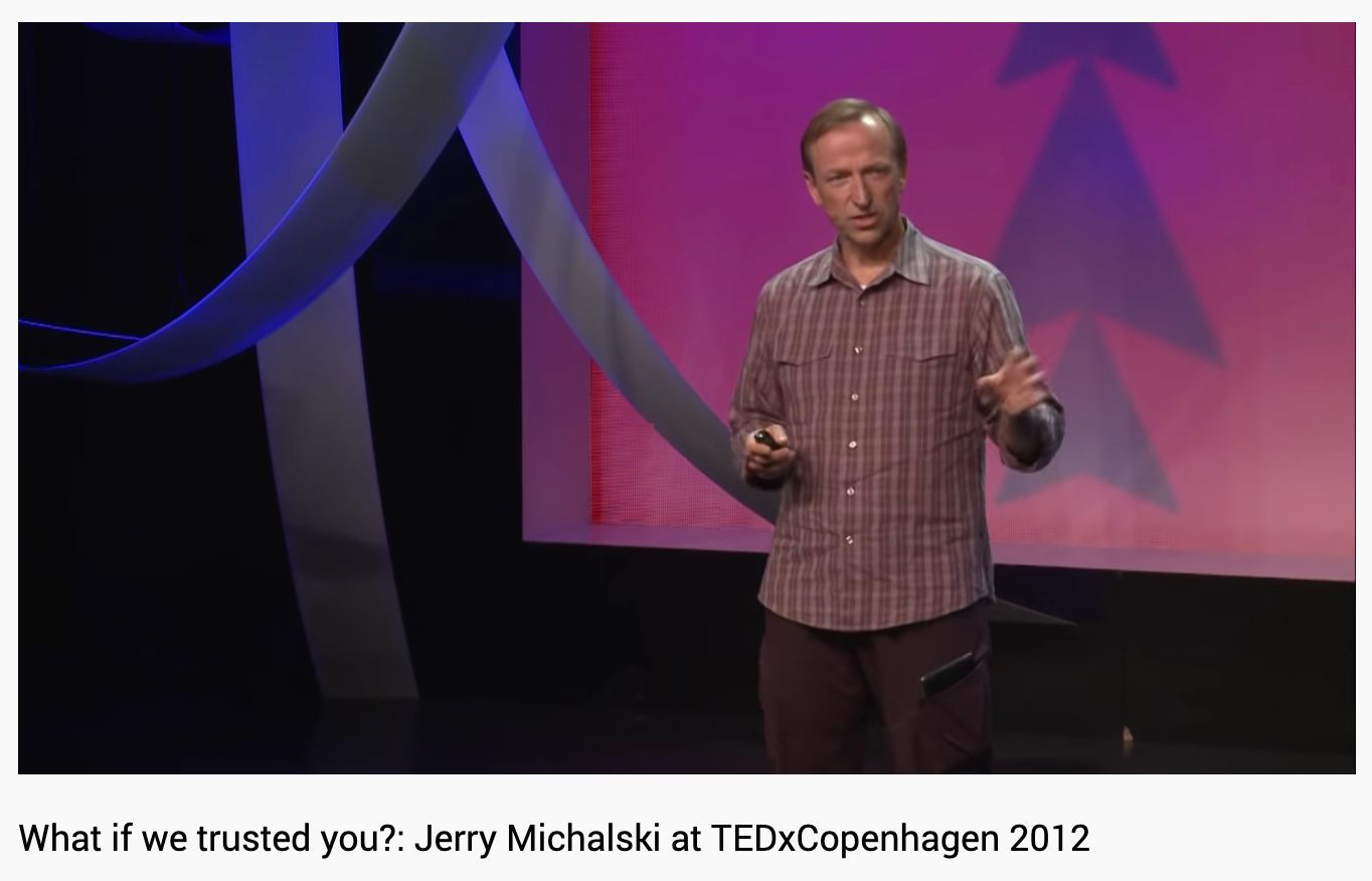 Jerry Michalski is giving a speech at tedx copenhagen 2012