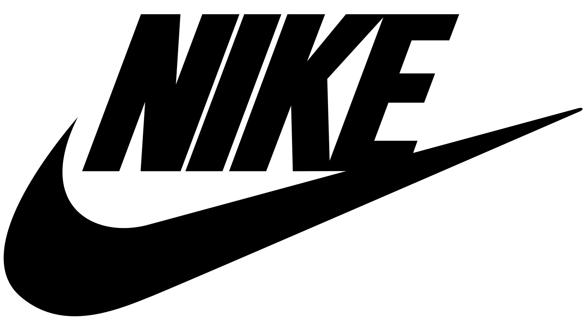 A black and white nike logo on a white background.