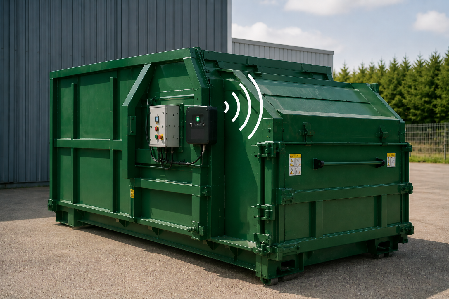 Compacteur de déchets équipé d'un boîtier connecté de télégestion