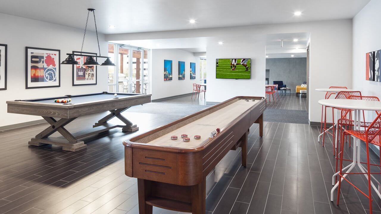 Game Room, Pool Table, Shuffle Board, and Table Tennis at Latitude.