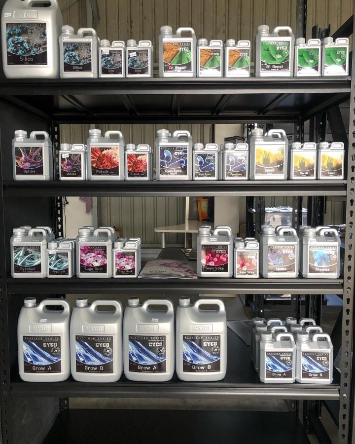 A Shelf Filled With Many Different Types of Chemicals — Wide Bay Hydroponics In Hervey Bay, QLD