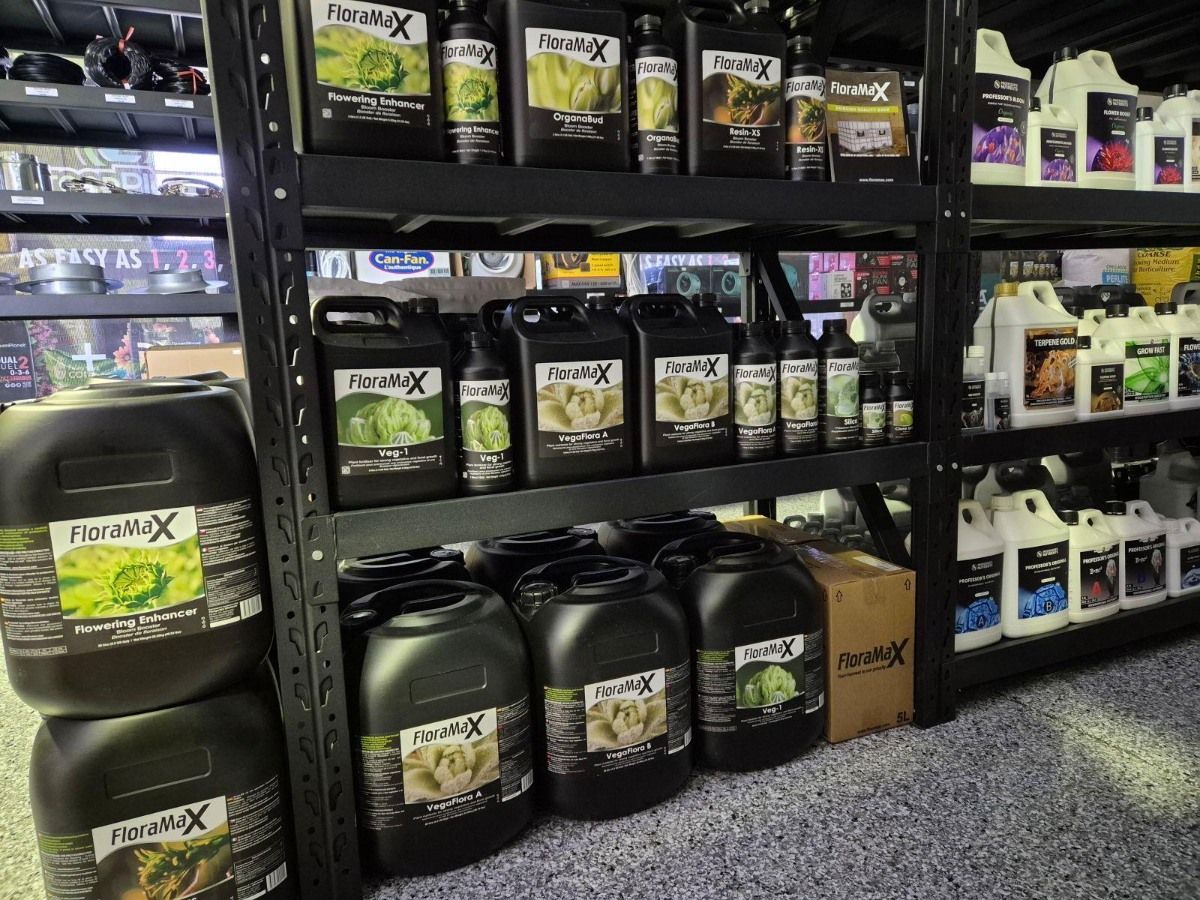 A Shelf Filled With Lots of Different Types of Fertilizers — Wide Bay Hydroponics In Gympie, QLD