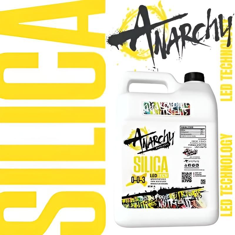 A Gallon Of Anarchy Silica Sits On A Yellow Background — Wide Bay Hydroponics In Saint Helens, QLD