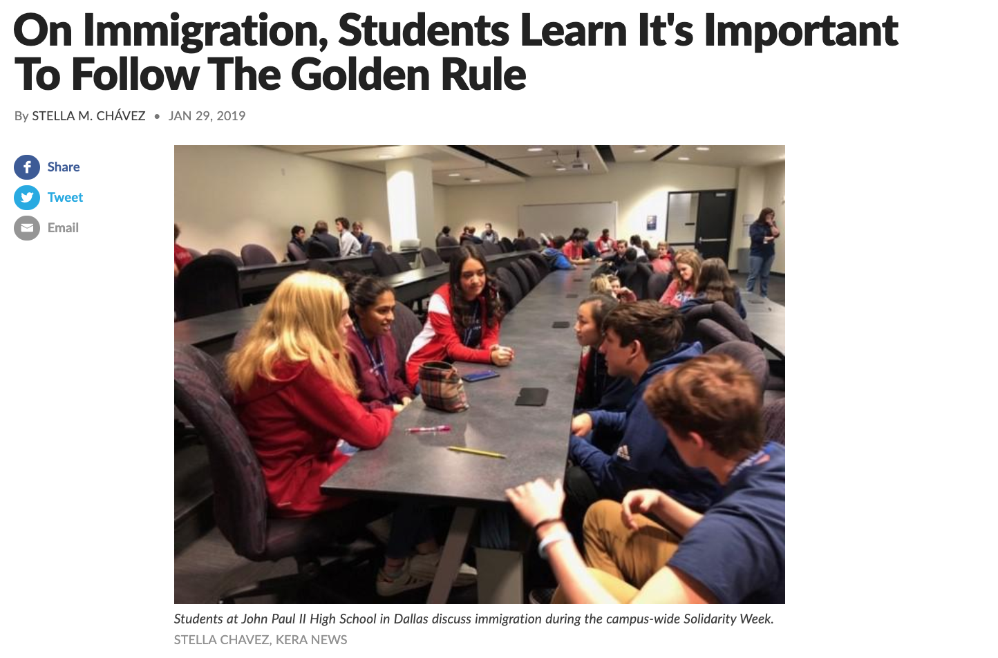 On Immigration, Students Learn It's Important To Follow The Golden Rule