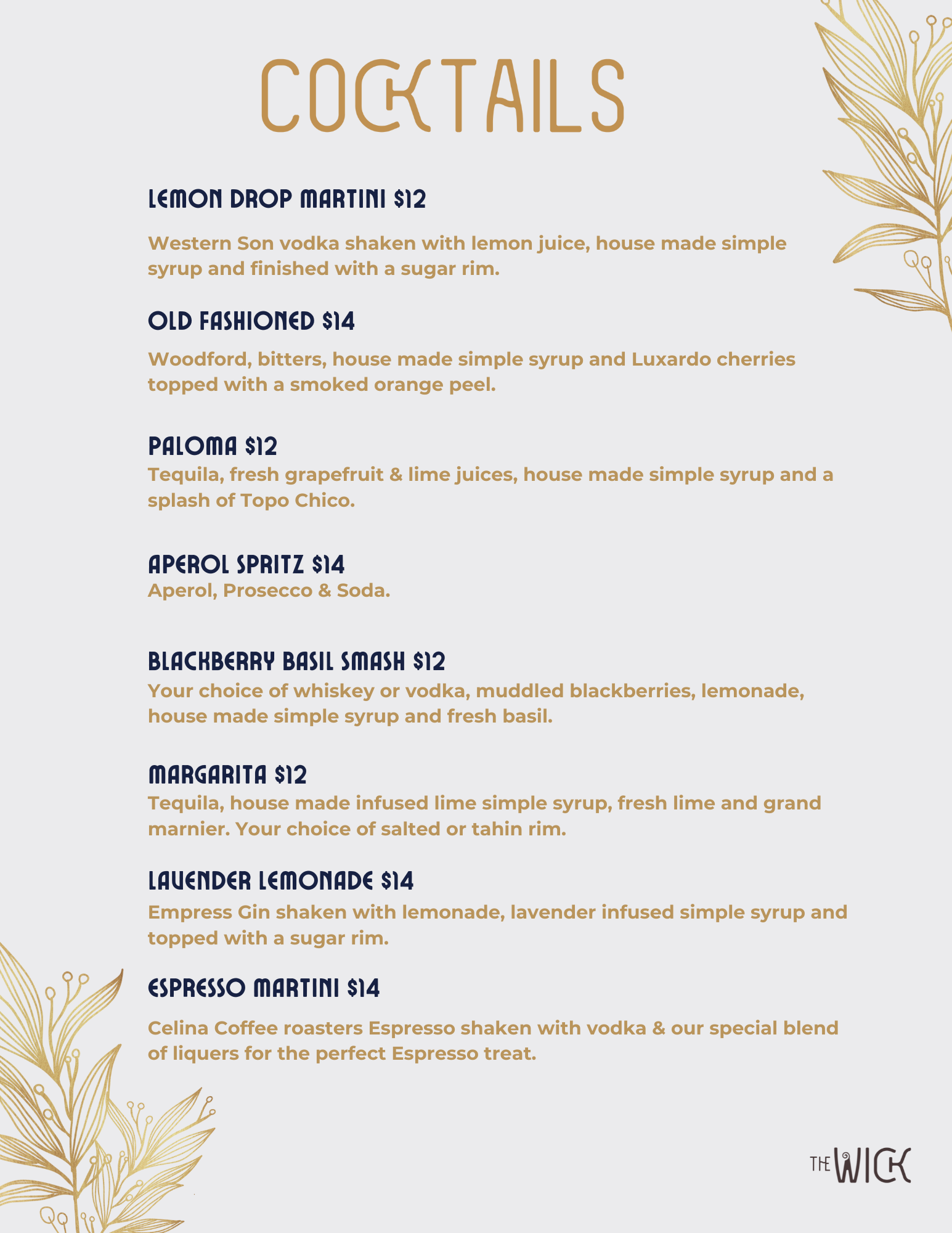 Weekday Menu | The Wick | Celina, Texas