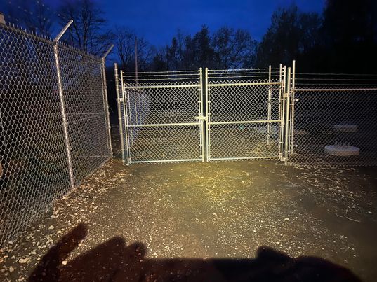 White Fence At Night - Erie, PA - Harbor Fence Co.