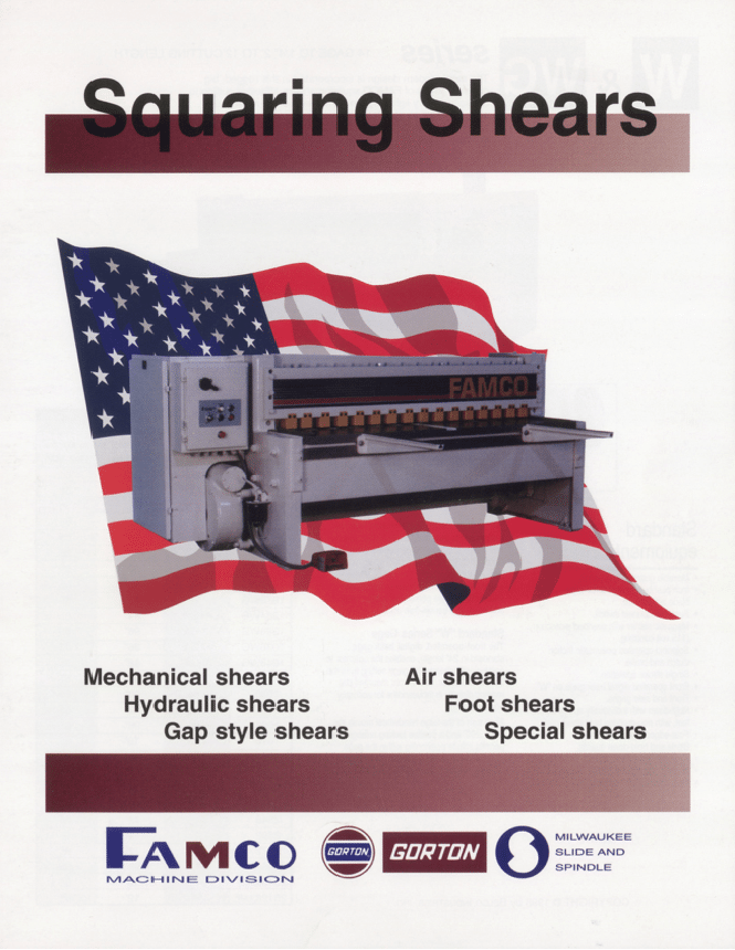 a pamphlet for squaring shear machines by famco
