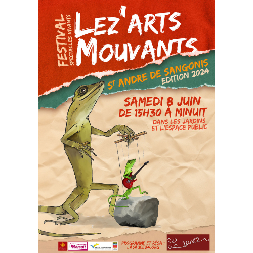 Une affiche pour un festival avec un lézard dessus