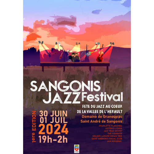 Une affiche pour le festival de jazz sangonis en 2024
