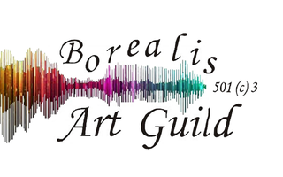 A logo for borealis art guild 501 c 3