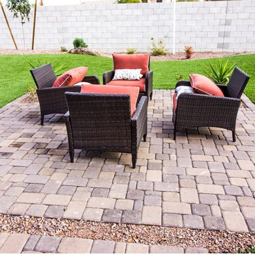 Patio With Four Wicker Chairs And Cushions — Baldwinsville, NY — Shute Landscaping