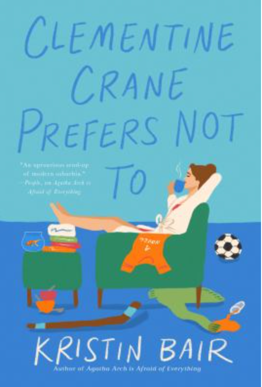 A book cover titled Clementine Crane Prefers Not To, featuring an illustrated person relaxing in a green chair.