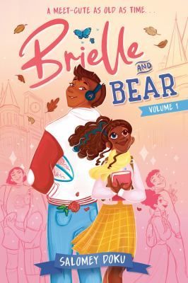 Cover art for "Brielle and Bear," showing two characters standing back-to-back, surrounded by autumn leaves and soft light.