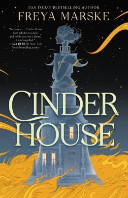 Book cover for Cinder House by Freya Marske, featuring a ghostly building topped by a figure against a dark, starry sky.