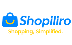 Logo for Shopiliro, featuring a blue shopping bag icon next to the brand name and slogan
