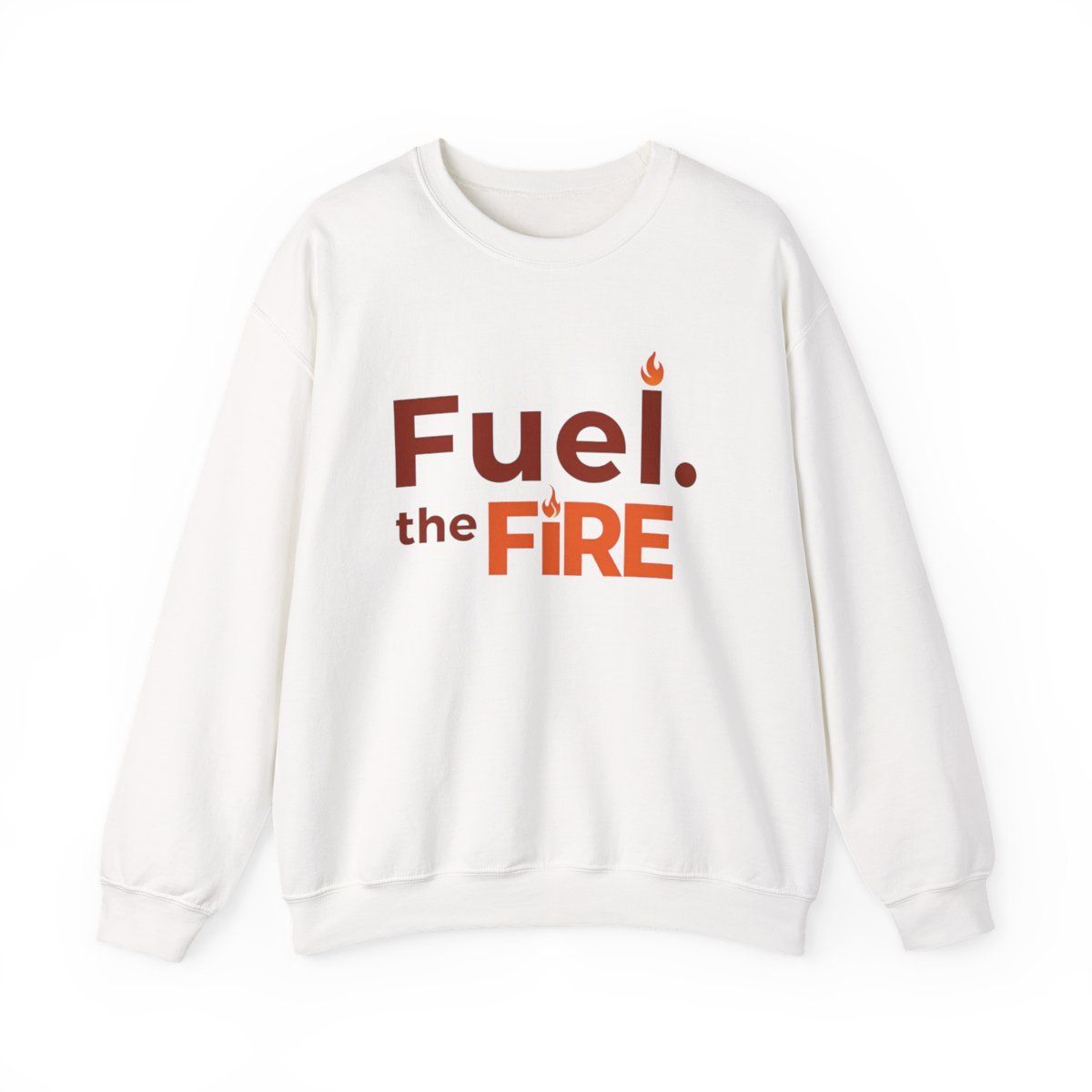 White sweatshirt with text 