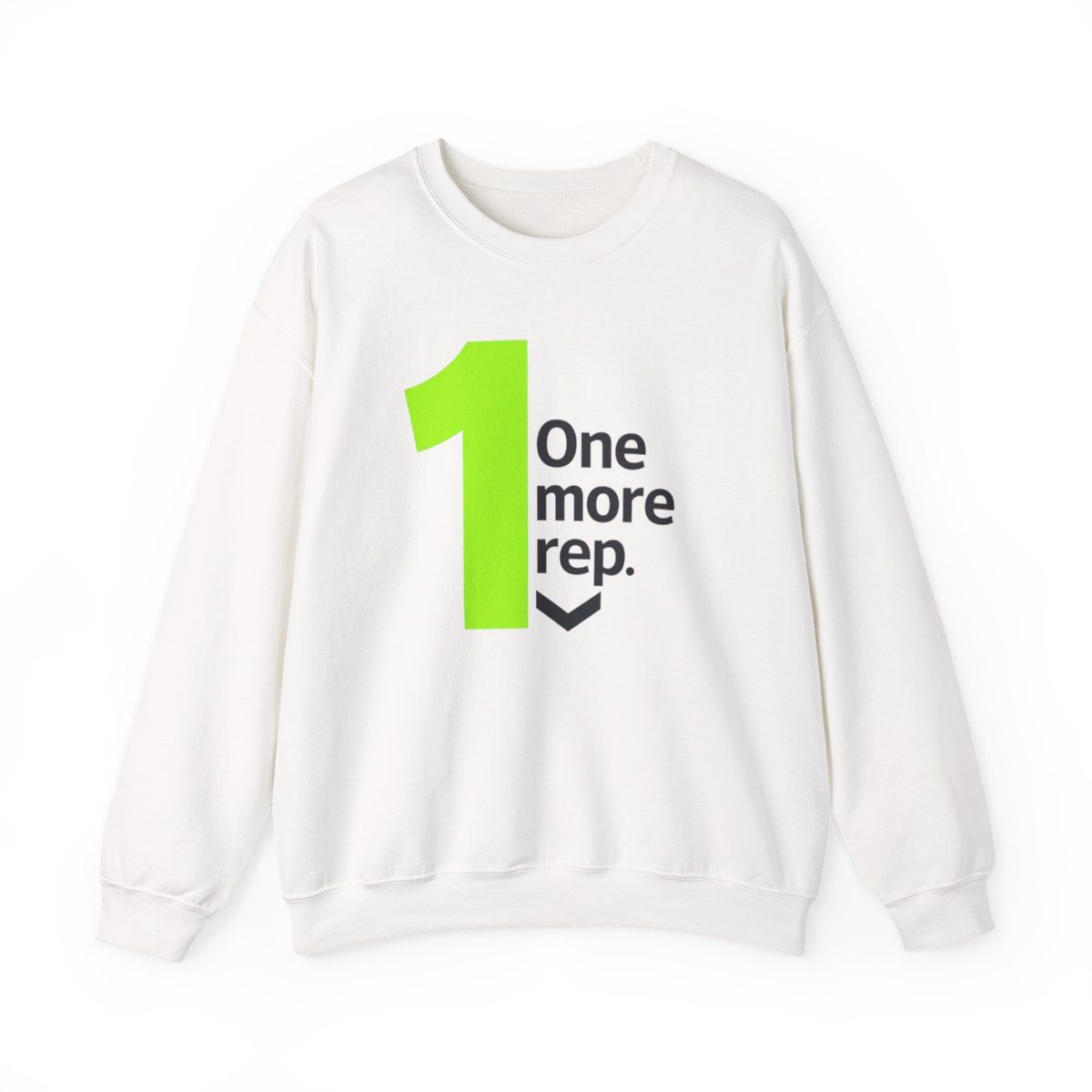 White sweatshirt with a neon green 