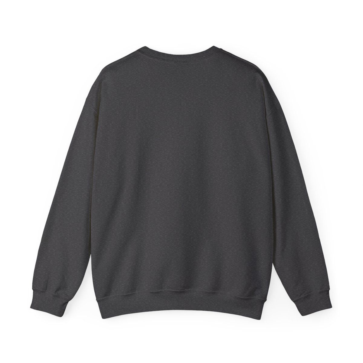Dark gray sweatshirt, back view, on white background.